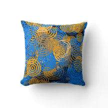 Blue and Orange Concentric Circles Throw Pillow
