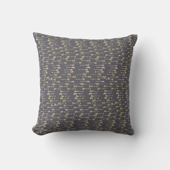 Coussin blue and yellow minimalist boho arrow pattern (Recto)