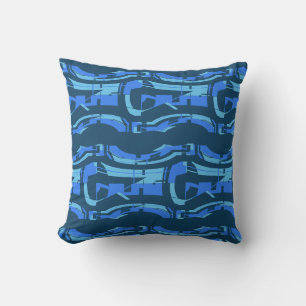 Coussin Blue Aqua Navy Blue Swirling Tiers Sud-ouest Look
