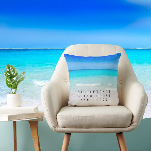 Coussin Blue Aqua Ocean Sea Beach Côte Famille personnelle