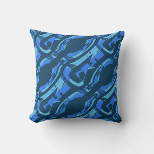 Coussin Blue Aqua Turquoise Diagonal MCM Look gros carreau