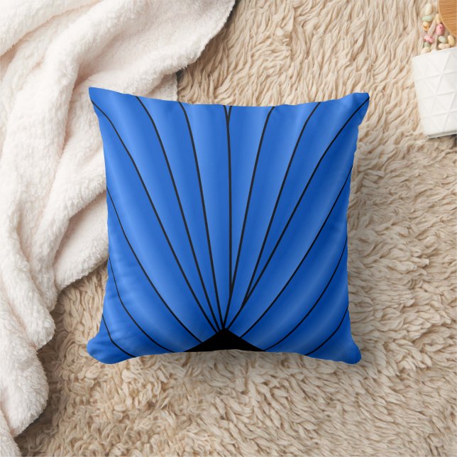 Coussin Blue Art Deco Fan Design (Couverture)