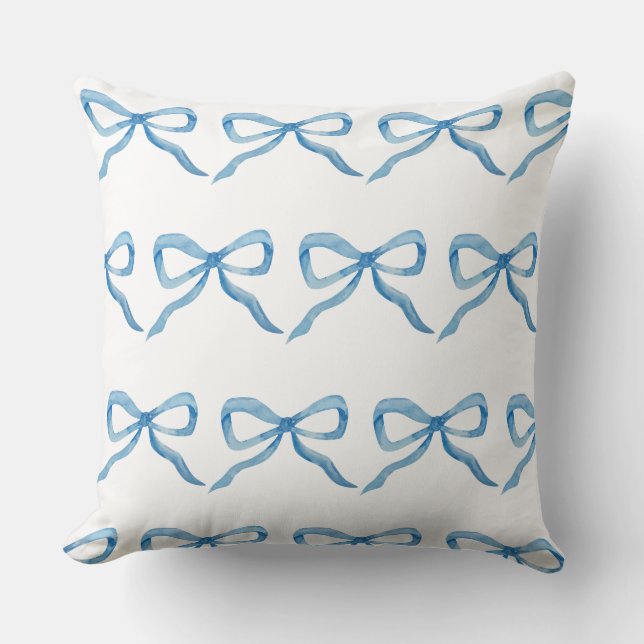Coussin Blue bow preppy petit-millenial girly (Recto)