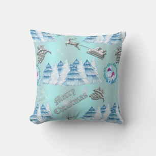 Coussin Blue Christmas Winter Wonderland