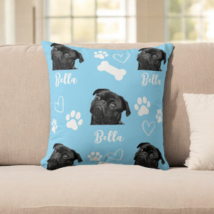 Coussin Blue Custom Love Empreinte de patte Amoureux des c