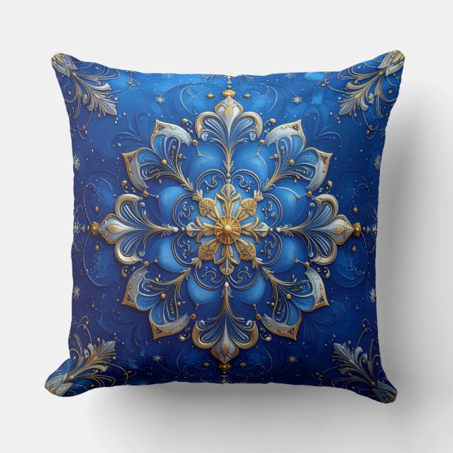 Coussin Blue Decorative Christmas Throw Pillow (Recto)