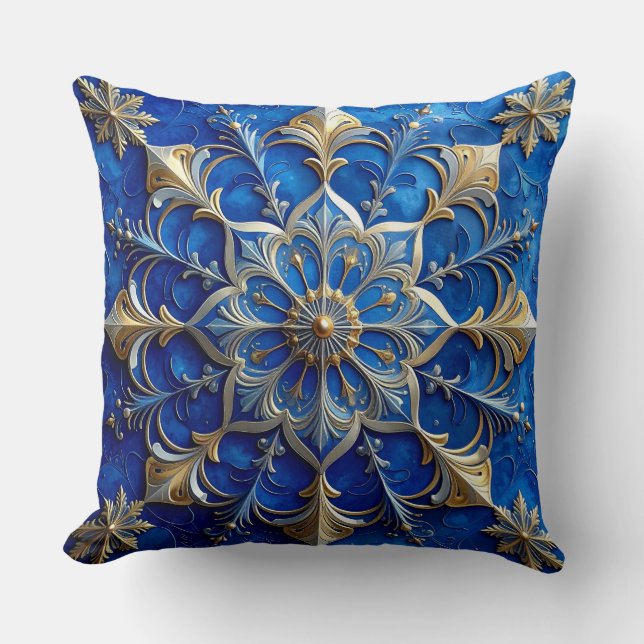 Coussin Blue Decorative Christmas Throw Pillow (Recto)