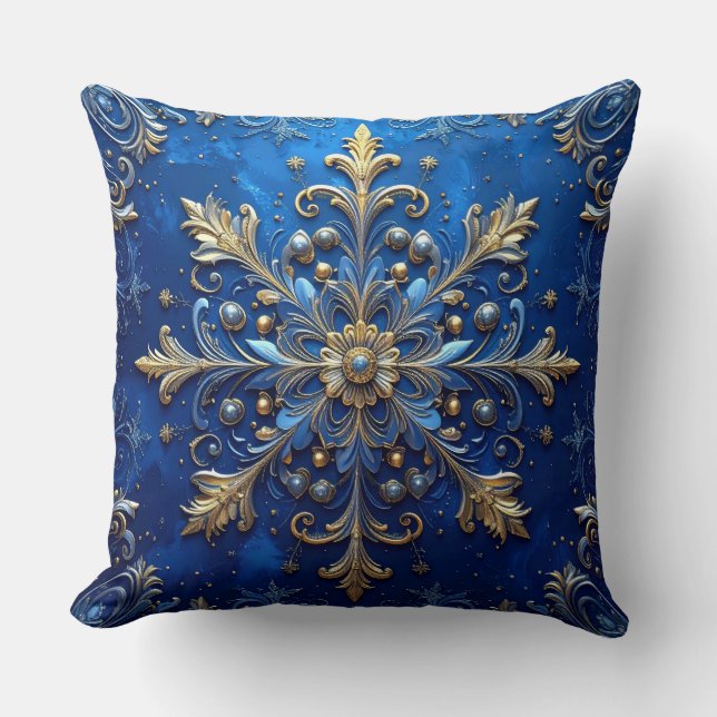 Coussin Blue Decorative Christmas Throw Pillow (Recto)