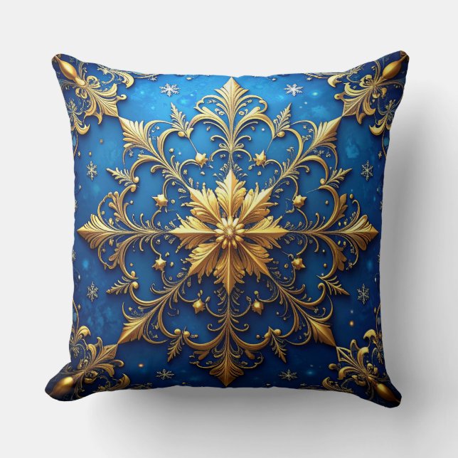 Coussin Blue Decorative Christmas Throw Pillow (Recto)
