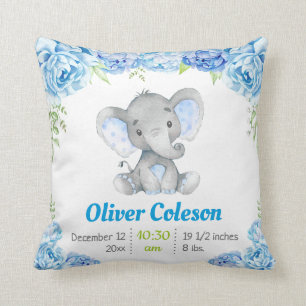 Coussin Blue Elephant Baby Boy Thlow Pillow Nursery Decor