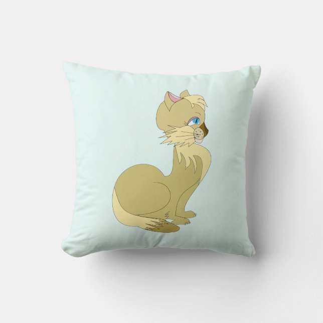 Coussin Blue Eyed Cat Throw Pillow - Custom Colors (Recto)