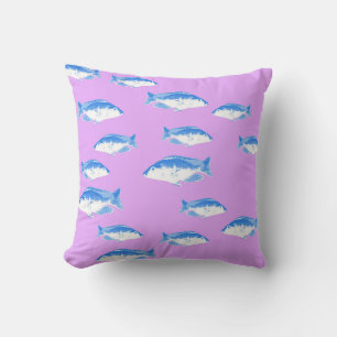 Coussin Blue fish on lilac