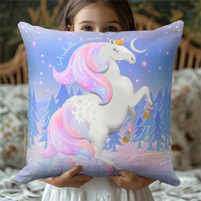 Coussin Blue Frozen Lake Unicorn Imaginaire Hivernal Baby (Créateur téléchargé)