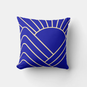 Coussin Blue Gold Art Déco Paysage Abstrait