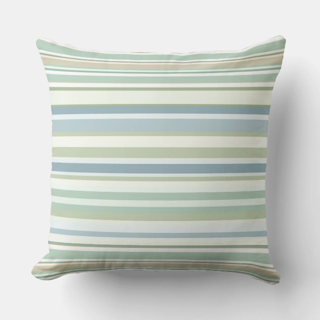 Coussin Blue Green and white stripes (Recto)
