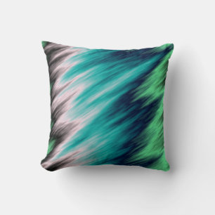 Coussin Blue Green noir et blanc abstrait
