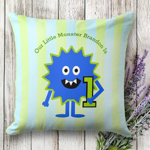 Coussin Blue Green Notre Petit Monstre Garçon 1er Annivers