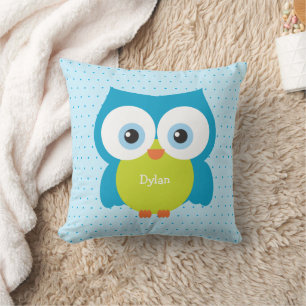 Coussin Blue Hoot Owl Cosy Forest Animal Accent