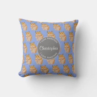 Coussin Blue I love Hamsters Hamster Motif