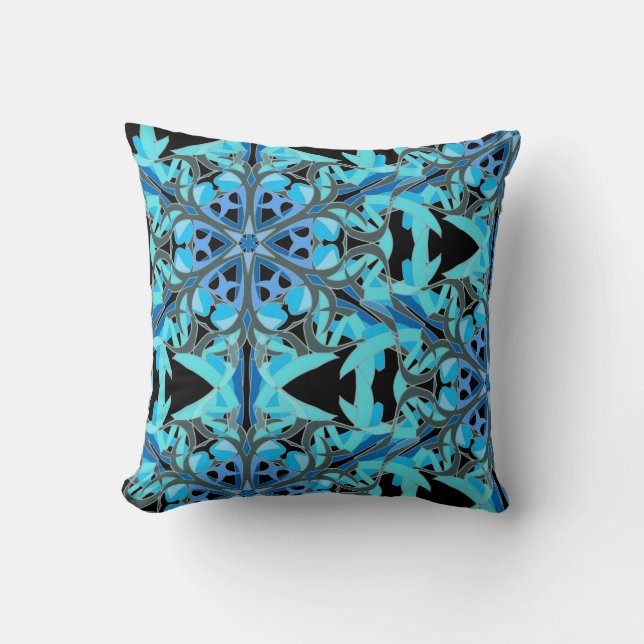 Coussin Blue Ivy, design Mandala (Recto)