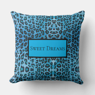 Coussin Blue Leopard Faux Sparkle Sweet Dreams Modern Chic
