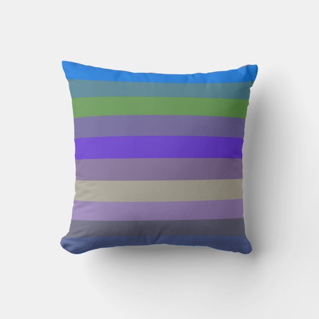 Coussin Blue, Lime & Magenta Retro Stripes (Recto)