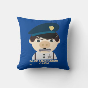 Coussin "BLUE LINE BACON CREW" drôle de police
