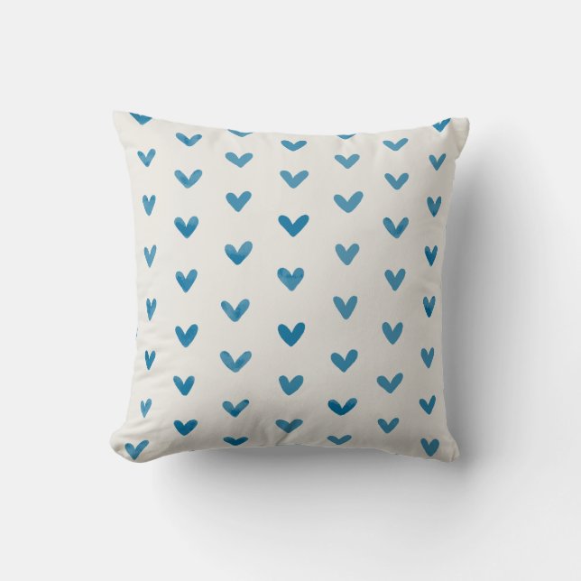 Coussin Blue Love Hearts Motif OffWhite (Recto)