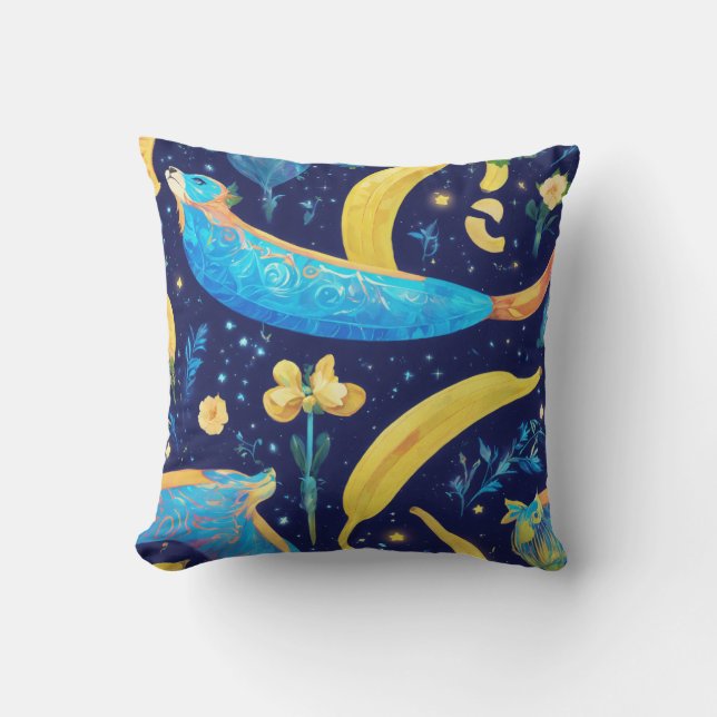 Coussin "Blue Lunar Monkey et Candy Banana" ? (Recto)