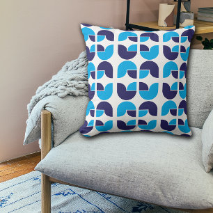 Coussin Blue Navy Tulipe géométrique blanche Jeu d'oreille