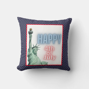 Coussin Blue Neon 4 juillet Liberty Statue
