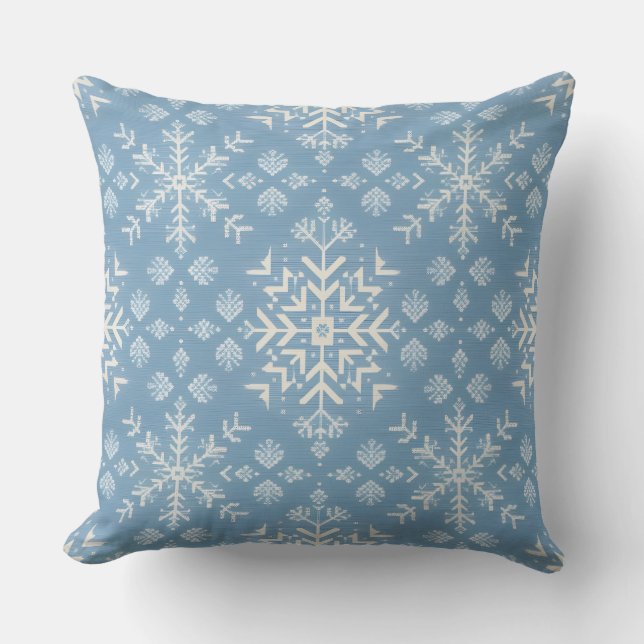 Coussin Blue Nordic Snowflake Motif hiver (Recto)