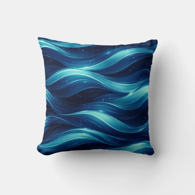 Coussin Blue Ocean Fluid Wave Pattern Throw Pillow (Recto)