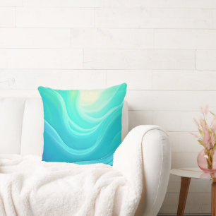 Coussin Blue Ocean Serenity Waves Abstrait Design