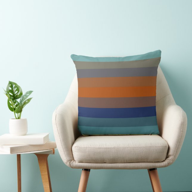 Coussin Blue, orange, green, yellow and gray stripes (Chaise)