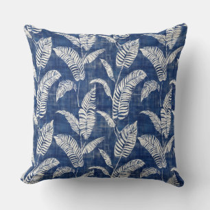 Coussin Blue Palm Feuilles Jeu d'oreiller