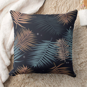 Coussin Blue Palm Feuilles Tropical Jungle Motif moderne