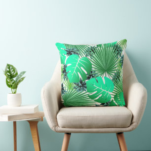 Coussin Blue Palm Feuilles Tropical Jungle Motif moderne