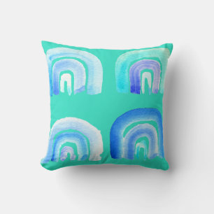 Coussin Blue Pastel rétro arc-en-ciel