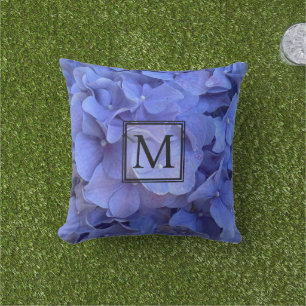 Coussin Blue periwinkel élégantes hydrangées florales