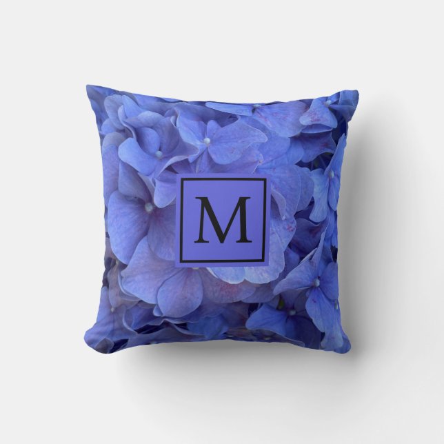 Coussin Blue periwinkel élégantes hydrangées florales (Recto)