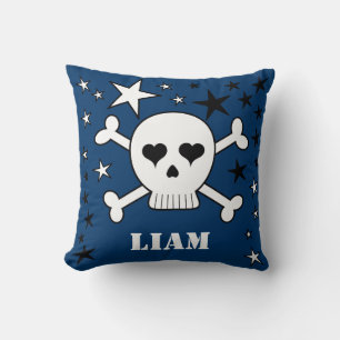 Coussin Blue Personnalisable Cute Crossbone Crâne et étoil