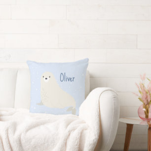 Coussin Blue Sea Lion Arctic Animal Nursery Monogramme Nom
