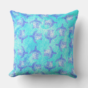 Coussin Blue Sea Turtle Print