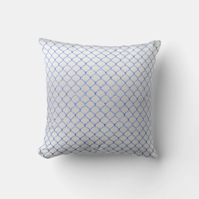 Coussin Blue Sky White Gris Art Déco Net Delicate (Recto)