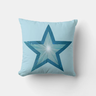 Coussin Blue Star imprimé carré bleu pâle