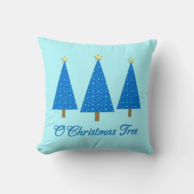 Coussin Blue Star Motif moderne Arbres de Noël (Recto)