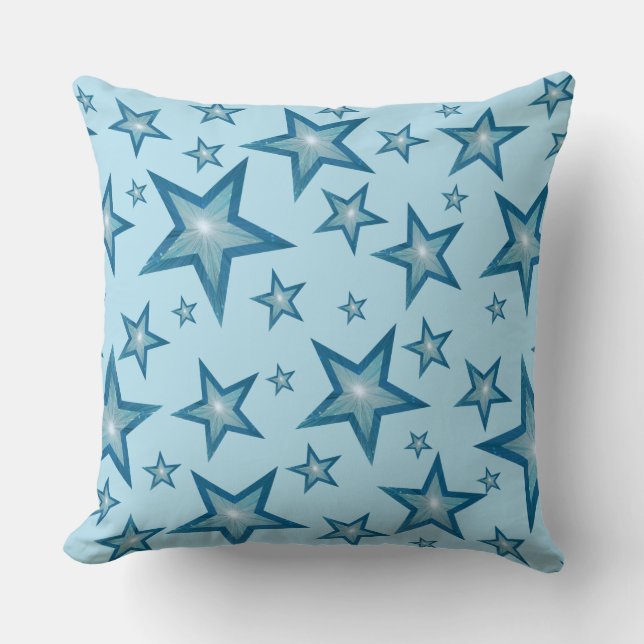Coussin Blue Stars 'Texte' carré bleu pâle dos (Recto)