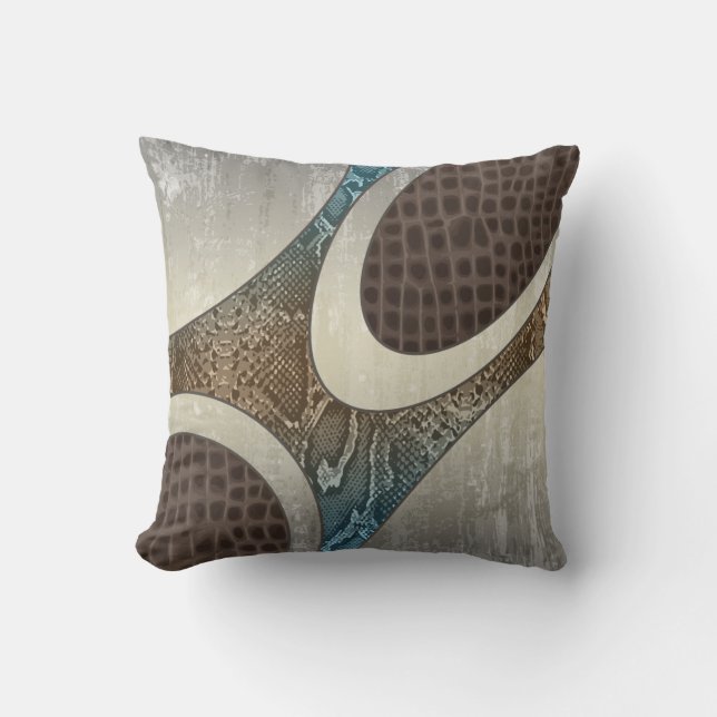 Coussin Blue&Tan Abstrait Snakeskin & Croc (Recto)