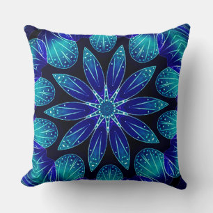 Coussin Blue & Teal Petals Mandala